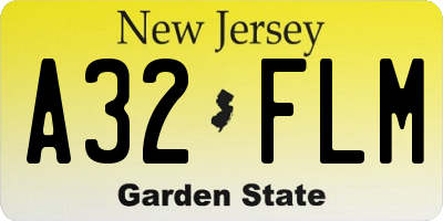 NJ license plate A32FLM