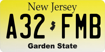 NJ license plate A32FMB