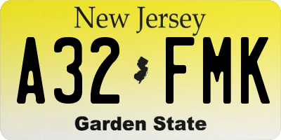 NJ license plate A32FMK