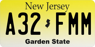 NJ license plate A32FMM