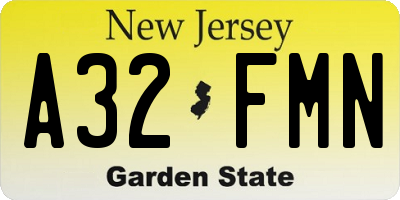 NJ license plate A32FMN