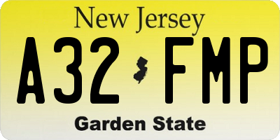 NJ license plate A32FMP