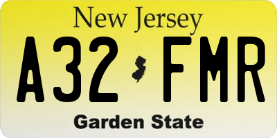 NJ license plate A32FMR