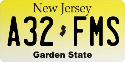 NJ license plate A32FMS