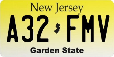 NJ license plate A32FMV