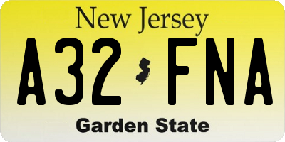NJ license plate A32FNA