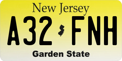 NJ license plate A32FNH