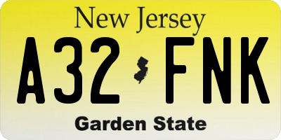 NJ license plate A32FNK
