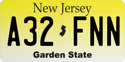 NJ license plate A32FNN