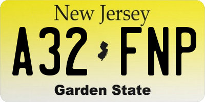NJ license plate A32FNP