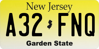 NJ license plate A32FNQ