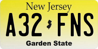 NJ license plate A32FNS