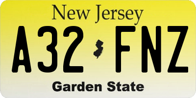 NJ license plate A32FNZ