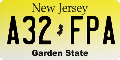 NJ license plate A32FPA