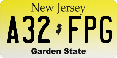 NJ license plate A32FPG