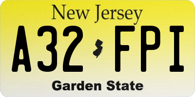 NJ license plate A32FPI