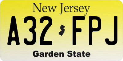 NJ license plate A32FPJ