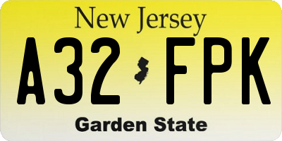 NJ license plate A32FPK