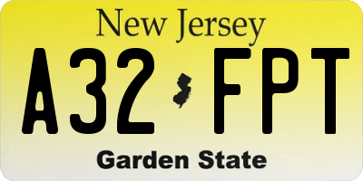 NJ license plate A32FPT