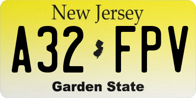 NJ license plate A32FPV
