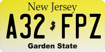 NJ license plate A32FPZ