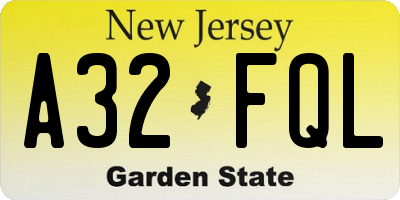 NJ license plate A32FQL