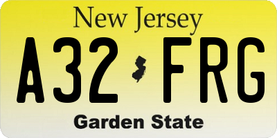 NJ license plate A32FRG