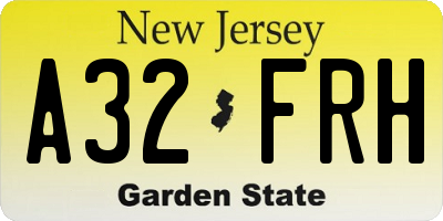 NJ license plate A32FRH