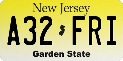 NJ license plate A32FRI