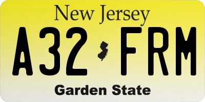 NJ license plate A32FRM