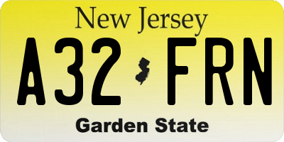 NJ license plate A32FRN