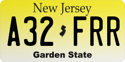 NJ license plate A32FRR
