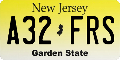 NJ license plate A32FRS
