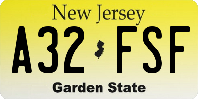 NJ license plate A32FSF