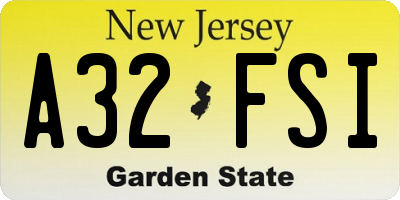 NJ license plate A32FSI