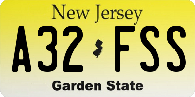 NJ license plate A32FSS