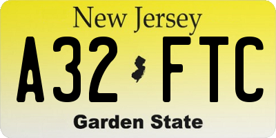 NJ license plate A32FTC