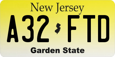 NJ license plate A32FTD