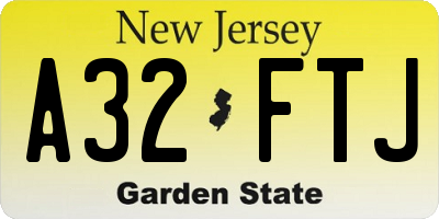 NJ license plate A32FTJ