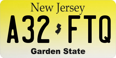 NJ license plate A32FTQ