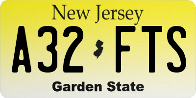 NJ license plate A32FTS