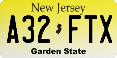 NJ license plate A32FTX