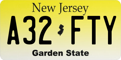 NJ license plate A32FTY