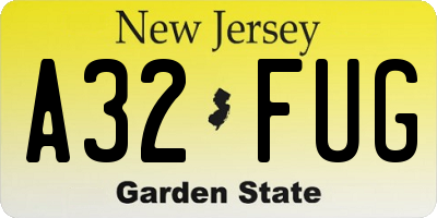 NJ license plate A32FUG