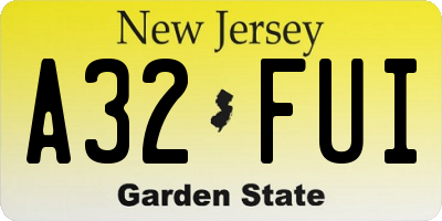 NJ license plate A32FUI