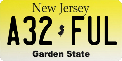 NJ license plate A32FUL