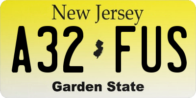 NJ license plate A32FUS
