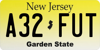 NJ license plate A32FUT