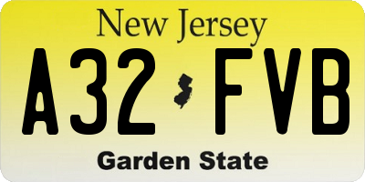 NJ license plate A32FVB