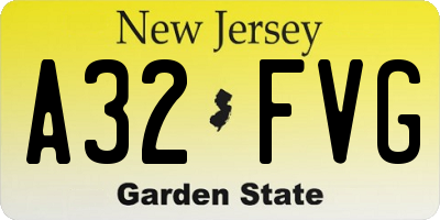 NJ license plate A32FVG